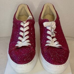 Betsey Johnson Sidny Fushia Rhinestone Sneaker